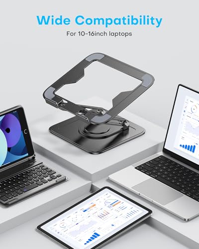 LOXP Adjustable Laptop Stand, Computer Stand with 360 Rotating Base - color: Classic Black