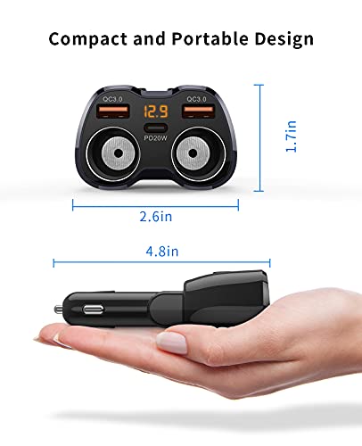 SUPERONE MagSafe Cup Holder Phone Charger & Cigarette Lighter Splitter for iPhone 15/14/13/12 Series, 15W Fast Charging, 180W Total Power, 3 USB Ports