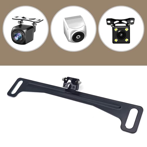 1 PC Car Reversing Camera License Plate Frame Bracket, Waterproof Driving Recorder Rear View Camera License Plate Holder, Screw-Fixed Camera Mounting Base, Universal for Cars Trucks (Black)