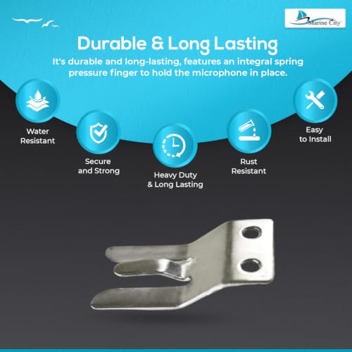 MARINE CITY Stainless Steel Handheld Microphone Hang-Up Clip Sturdy and Durable - Car Radio Microphone Mounting Clip Perfectly Matched to Your Handheld