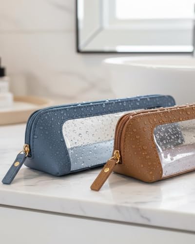LETGO Clear Makeup Bag for Kids,Cute Makeup Bag for Women(Slim, Blue) - color: Blue, style: Slim