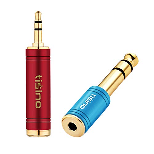 Tisino Headphone Adapter Kit, 1/4" to 1/8" Stereo Adapter, Red & Blue, 2PCS - size: Red & Blue