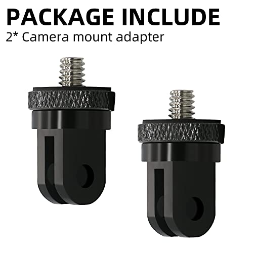 1/4 Inch Aluminum Metal Camera Mount Adapter, Conversion Camera Tripod Mount Compatible with GoPro Hero 13/12/11/10/9/8 Black,DJI Action 6/5 Pro/4/3 and More Action Cameras 1/4 Accessories(2 Packs) - color: Aluminum straight adapter