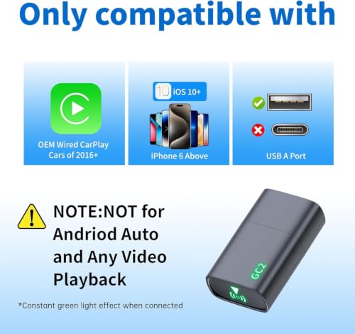 Wireless CarPlay Adapter for Apple iPhone 2026 Upgraded,Ultra-Low Lag,Stable Connection,Mini Car Play Wireless Adapter for Cars with Built-in Wired CarPlay for iPhone iOS 10+,USB A Black - color: Black