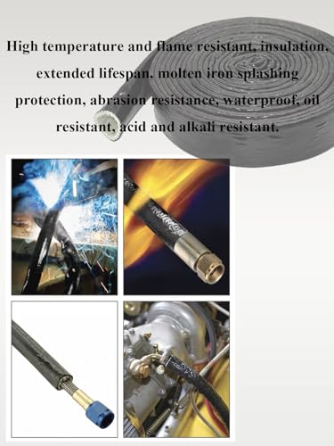 YAMAKATO 1/4" ID Heat Shielded Fire Thermo Armor Fire Sleeve (Black, 5FT) - size: 1/4" ID x 5FT