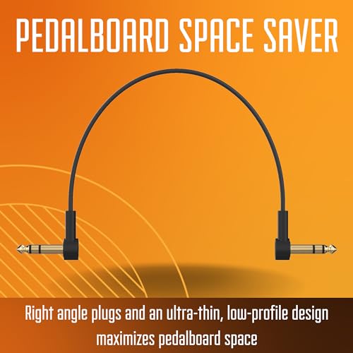 Rock Stock 1/4" Stereo TRS Flat Patch Cables - 36" Ultra-Thin, Right Angle - size: 36 Inches