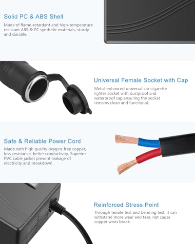 ALITOVE AC to DC Converter 110V to 12V 20.8A 250W(Pro Max) Car Plug to Wall Plug Adapter 120V AC to DC 12 Volt 20A 15A 10A Power Supply Adapter for Car Refrigerator Tire Inflator Vacuum Cleaner - size: 20A(250W Pro Max)