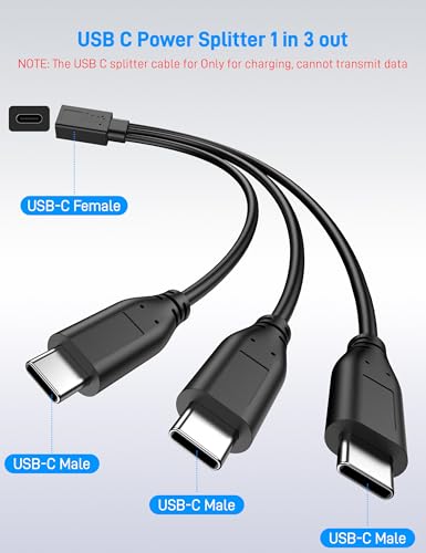 3 in 1 USB C Splitter Charge Cable, Type C Female to 3 Type C Male Charging Cable (Only for Charging, Can't Transmit Data) - style: 1 in 3 out