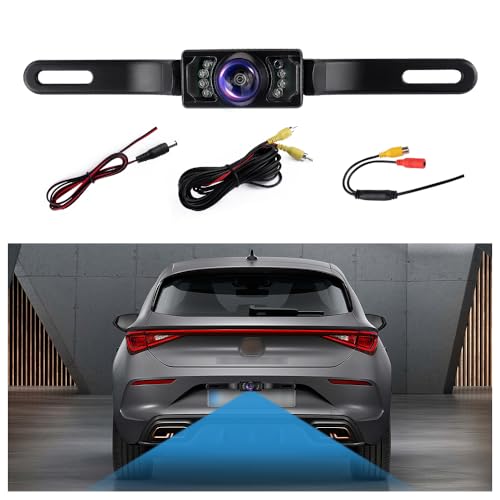 Back Up Camera for Cars with 8 Light,SD Night Vision License Plate Backup Camera with 170° Wide Angle,Universal Rear View Camera for Cars Includes Mounting Accessories