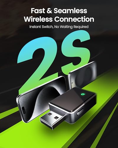 Kello Wireless CarPlay Adapter for Apple Carplay& Android Auto,Convert Wired to Wireless with One Click Multi Device Switch, Fast Auto Connection, Support iOS 10+/Android 11+, OTA Upgrade