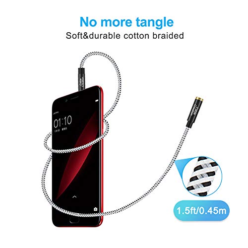 3.5mm Audio Extension Cable, CableCreation 3.5mm Male to Female Stereo Audio Cable with Gold Plated Connector, 1.5Feet - size: 1.5 FT
