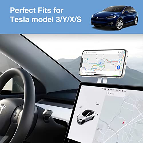 Adjustable Laptop Phone Mount, Magnetic Phone Holder - color: Silver