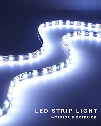 Keiurot 12V Led Light Strip for Cars 24Inch Connectable & Waterproof IP68 - color: White Led Strip 24" Connectable