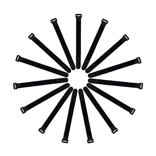 Patu Double Sided Hook and Loop Reversible Cinch Straps - 15 Pcs 8 x 3/4 Inch Reusable Cord Management Wire Organizer Fastening Cable Ties, Black - size: 8" x 15 (Cinch)