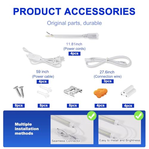 XLNYUUI Led Shop Lights, 4FT LED Light 50W 6500K 7000LM Daylight,Led Garage Light,Linkable Clear Cover Integrated V-Shape for Garage Warehouse Workbench Workshop(4-Pack) - size: 4FT 4PACK