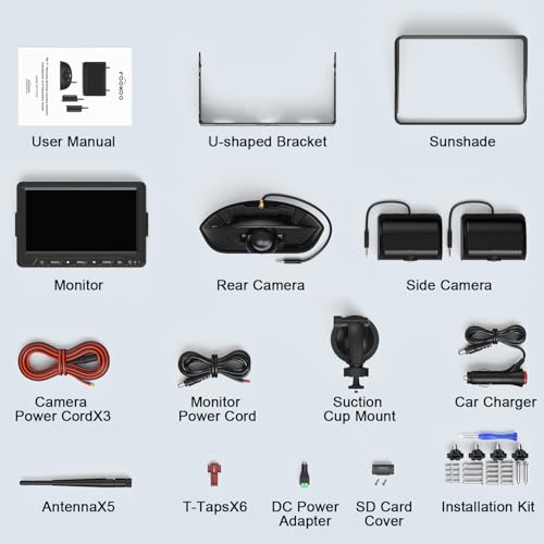 Fookoo HD 1080P 7" Wireless 3 Backup Camera System for Furrion Pre-Wired RV - size: 7" 3-Cam