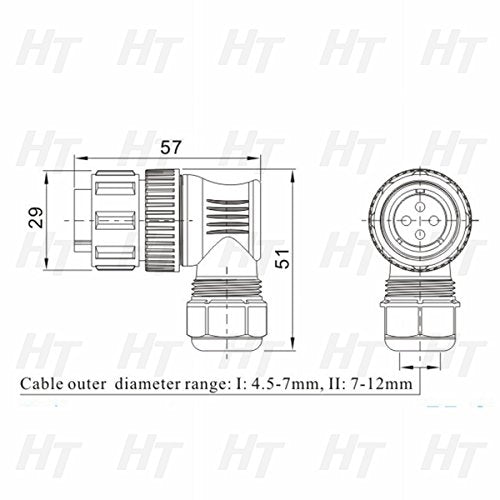 HangTon SD20 9 Pin Connector, Rotated Angled Plug + Panel Mount Socket, Female Male Waterproof Circular Aviation Power Quick Disconnect Outdoor Connector - size: 9 Pin