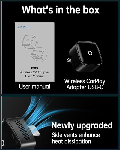 Wireless CarPlay & Android Auto Adapter USB-C Only for USB-C Vehicles - color: black