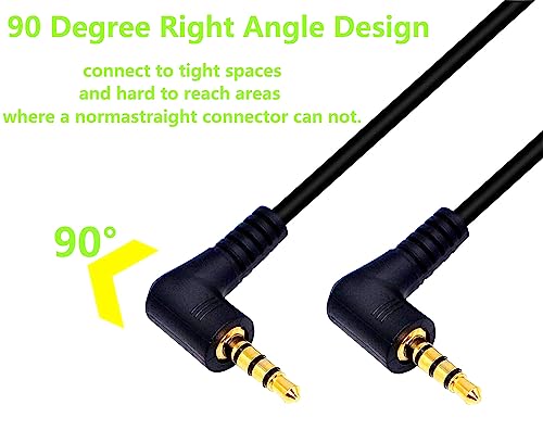 3.5mm Audio 4Pole Male Cable Dual 90Degree Stereo Headphone3.28ft