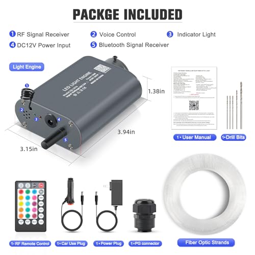 16W Starlight Headliner Kit, Star Lights for Car Roof&Home Decoration, Fiber Cable 150pcs*0.03in*6.5ft RGBW Star Light Headliner with Bluetooth APP/Remote Control/Music Mode - size: 150pcs*0.03in*6.5ft
