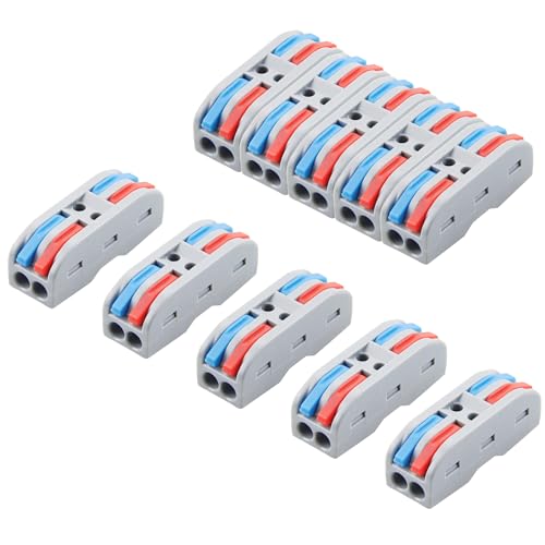 ALITOVE Lever Wire Connectors Push-in 10pcs Quick Connect Wire Splice Connectors Compact Inline Terminals for Electrical Wire Splicing Project, 28-12 AWG, 2 in 2 Out - size: 10PCS, style: 2 in 2 out