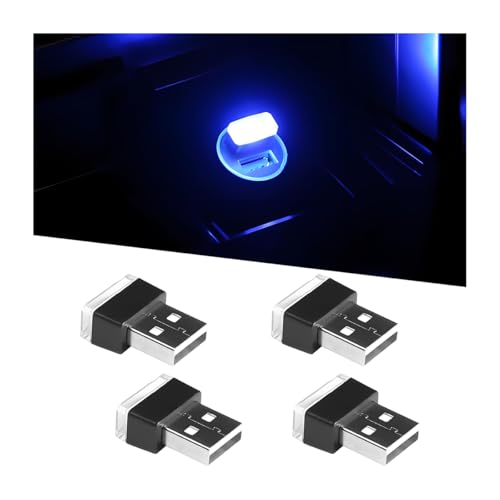 4 Pack 5 V 0.2 W USB Interior Ambient Lights, Blue - color: Blue