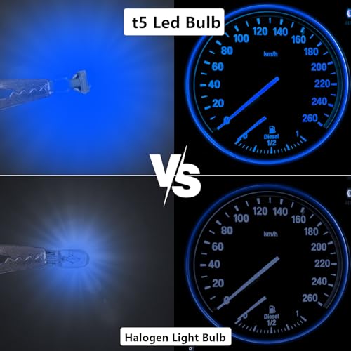 ecocstm 12 PCS T5 LED Bulbs, 74 73 37 2721 Instrument Cluster Light Bulb - color: Blue