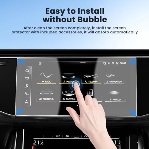 Canvcle 2PCS Screen Protector for 2019-2025 2026 Audi Q7 Q8 10.1 Inch Upper and 8.6 Inch Lower Touch Screen, Tempered Glass Navigation Display Screen Cover Infotainment Protective Film - size: 2019-Present Audi Q7 Q8 10.1 Inch + 8.6 Inch