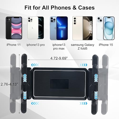 kelofam Phone Mount for Car,Car Rear View Mirror Phone Holder, Multifunctional 360°Rotatable and Retractable Tablet Holder for Car,Suitable for iPhone,iPad,Samsung Z Fold 7 6 5, All Foldable Phones