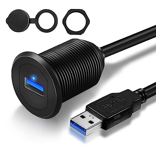 Single Port USB 3.0 Car Mount Flush Cable with LED Indicator - style: Single Port 3ft