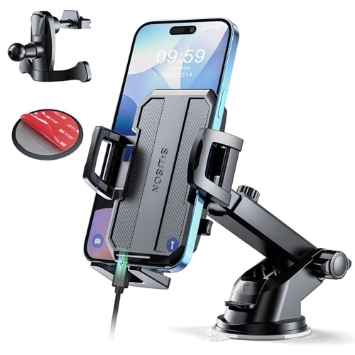 SUUSON Upgraded 3-in-1 Car Phone Holder Mount for Car, Black - color: Black