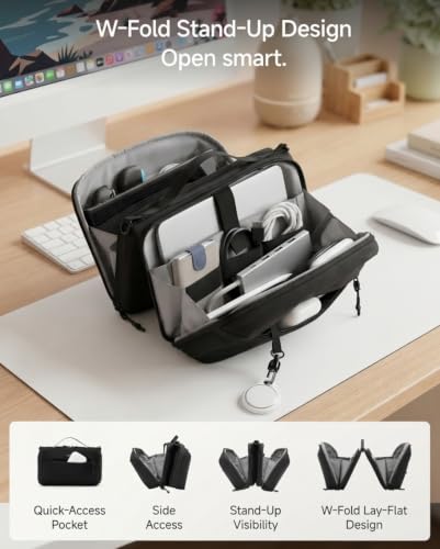 LUGGEX Electronics Organizer Travel Case, Tech Pouch with Crossbody Strap