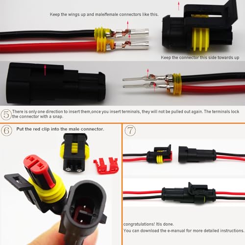 25 Kit 2 Pin Connector Automotive Electrical Waterproof 2 Wire Connectors - size: 22-16AWG 25Set