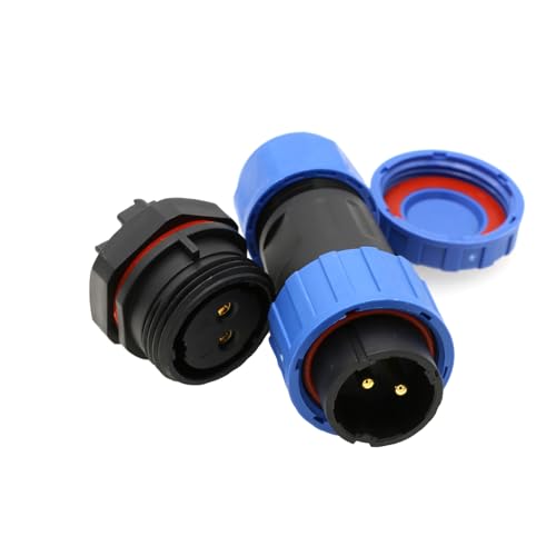 TY20 2-Pin 25A IP68 Waterproof Aviation Connector, Solder-Free Screw-Crimp, Rear Nut Panel Mount Male & Female Plug Socket - color: Back nut series, size: 2 Pin 25A