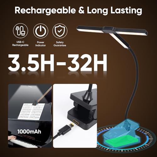 Music Stand Light Clip On: Rechargeable Type-C Touch Folding Piano Lights