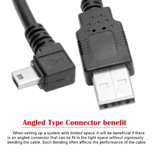 cablecc Mini USB B Type 5pin Male Right Angled 90 Degree to USB 2.0 Male Power Data Cable 50CM - style: Right 50cm