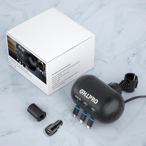 OHLPRO Multi Car Retractable Backseat 3 in 1 Car Charging Station Box Compatible with All Phones | iPhone | Samsung | Uber Taxi Lyft Turo Ride Share Customer Charging Dock Attach to Headrest - size: Car Adapter | 3-IN-1 Charging Station