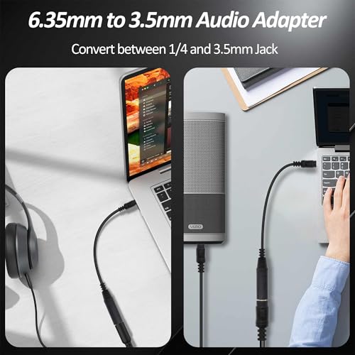 6.35mm 1/4 to 3.5mm TRS Headphone Extension Cable Audio Adapter 30cm