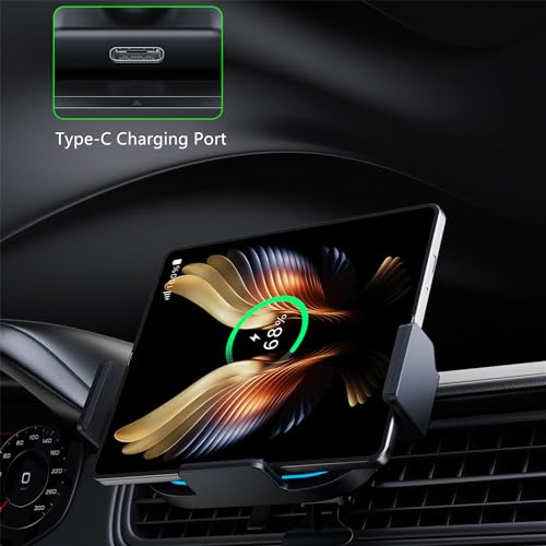 Wireless Car Charger Mount for Samsung Galaxy Z Fold 8 7,15W Fast Charging - color: Black-With 60W Car Charger