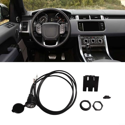 Car Dashboard Dual USB Panel Interface Extension Cable Adapter, 4+6 Pin Audio Port, 145Cm Black Flush Mount Socket