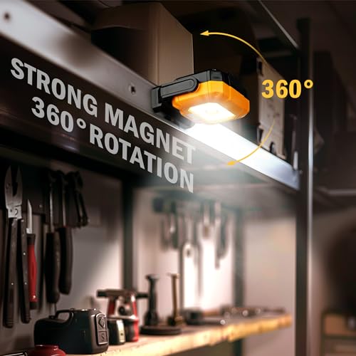 Magnetic Work Light, 1200LM Rechargeable Shop Lights - color: Yellow