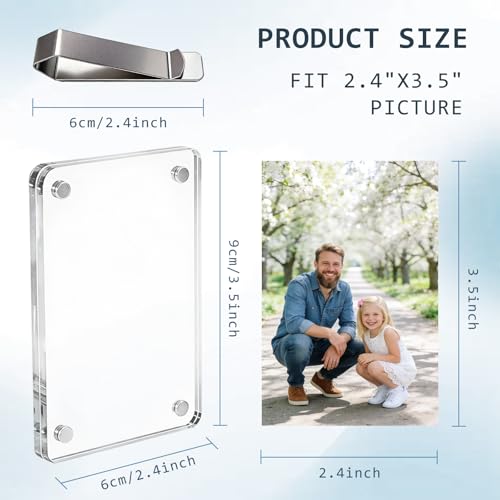 Magnetic Car Picture Holder Car Visor Photo Clip, Clear Acrylic 2Pcs