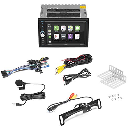 Sound Storm Laboratories DDCP62-R Apple CarPlay Car Multimedia Player - Double-Din, 6.2 Inch Capacitive Touchscreen, Bluetooth, USB, SD, Aux AV in, No CD DVD, AM/FM, Backup Camera Included - style: 6.2 inch + Backup Camera