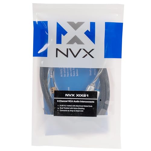 NVX® XIX21 3.28 ft (1 Meter) Oxygen Free Copper 2-Channel Double Twisted Pair X-Series Car Audio RCA Audio Interconnect Cable with Shielded Noise Reduction and Split-tip Silver-Plated Machined Ends - size: 2 Channel- 3 ft.
