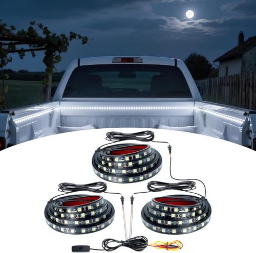 Truck Bed Lights - 3PCS 60" 270 LED Bed Light Strip Kit, Waterproof with On/Off Switch & Splitter, 6000K Cool White LED Lights for Pickup Truck, SUV, RV, Boat - color: 3PCS truck bed lights (White)