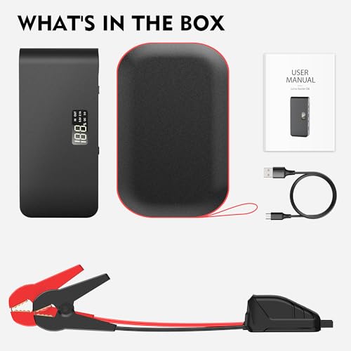 BOOKOO 4000A 12V Car Battery Jump Starter 16000mAh for Car Boat Lawnmower - color: 16000mAh-Black