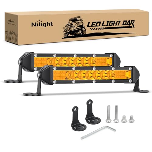 Nilight Slim LED Light Bar 2 PCS Amber 7 Inch Single Row 16LEDs - color: Amber 7Inch 16LED 2Pcs
