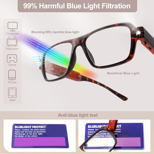 LED Reading Glasses USB Rechargeable, Lighted Readers for Seniors - color: Demi