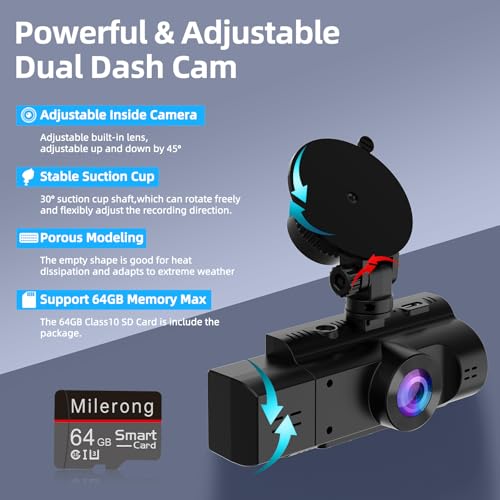 Dual Dash Cam Front and Inside, FHD 1080P Dashcam with 64GB Card - size: X88-1080P Front+1080P Inside