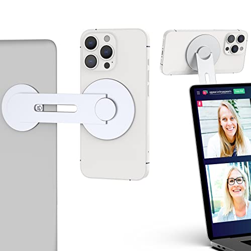 Adjustable Laptop Phone Mount, Magnetic Phone Holder - color: Silver